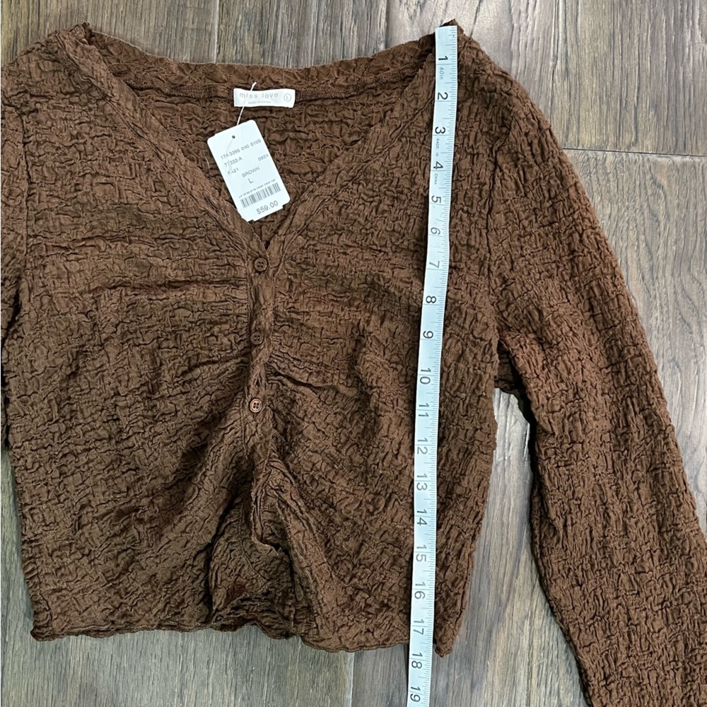 NWT Miss Love Cropped Long Sleeve Cardigan - Picture 7 of 13